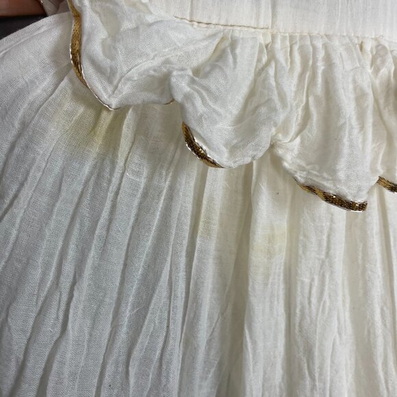 Sharara Bottoms Pants Tiered Gold Trim Flared Voluminous Off-White Elastic Waist - Picture 16 of 16